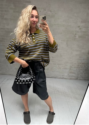 Adanne stripe polo Bluse Olive/Blue Boii Studios